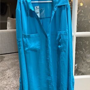 Express Vibrant Blue Collared Shirt